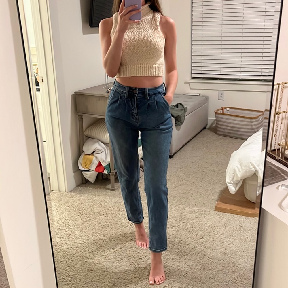 Vintage 25 26 Paperbag Waist Denim Stretchy